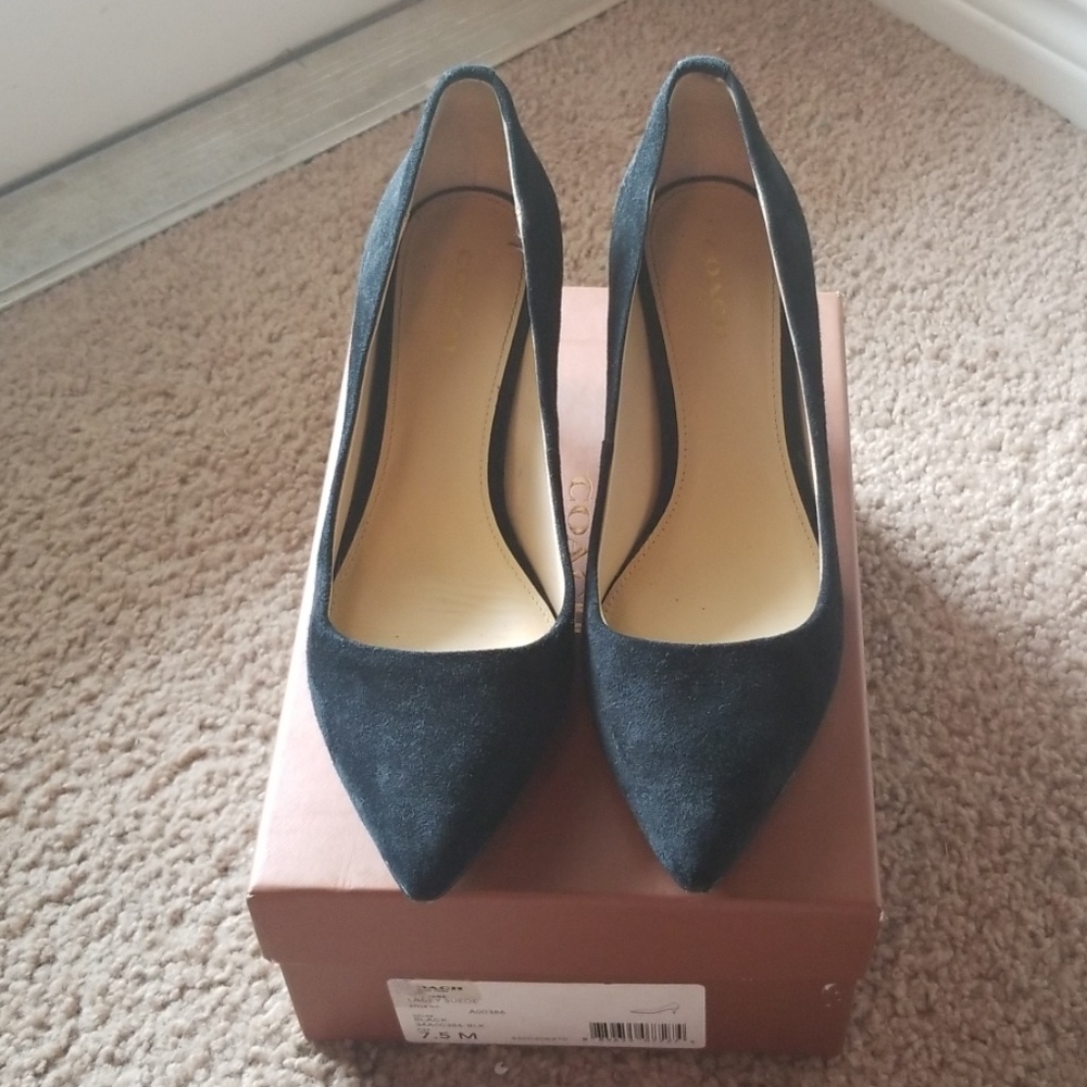 COACH black suede heels sz. 7.5